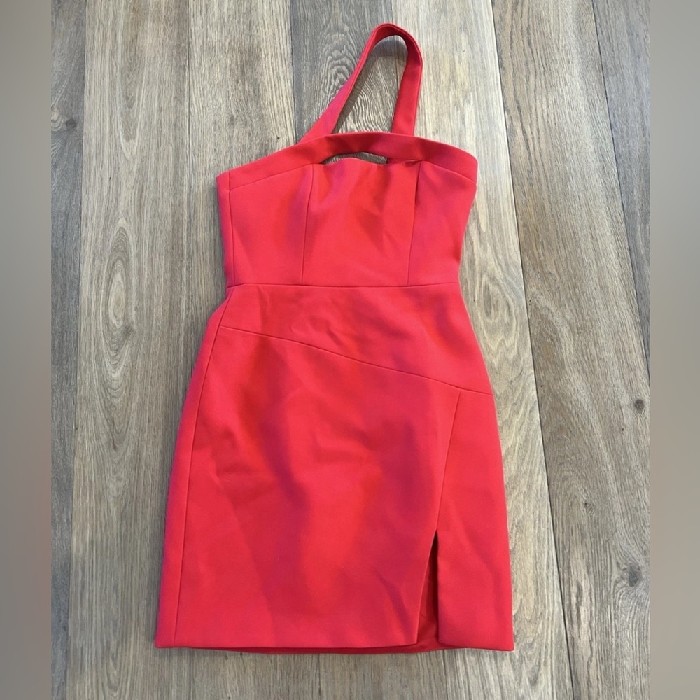 BCBGMaxAzria Dayne Jewel Red One-Shoulder Mini Dress NWT | Women’s 0